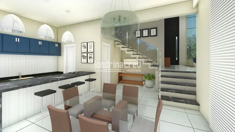 Imagem Casa em construção no Condomínio Araçari com 200m², 3 suítes, 5 banheiros, 2 vagas de garagem e localização privilegiada na Zona Leste de Londrina