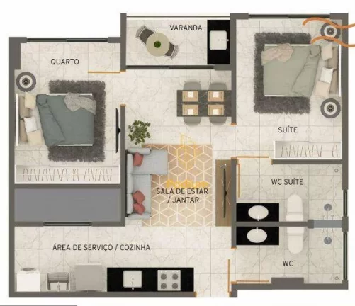 Imagem Apartamento estilo flat a 200m da praia Formosa em Cabedelo - AP0491