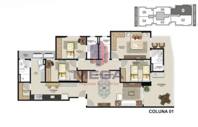 Imagem Vendo maravilhoso apartamento de 4 quartos na Praia da Costa