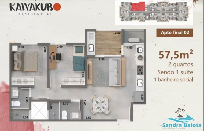 Imagem Apartamentos de 56m² com 2 dormitórios sendo 1 suíte/ Praia Grande-Ubatuba
