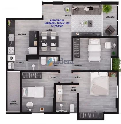 Imagem Apto a venda - 3 Quartos - 1 Suíte - 75,18 m² - Manaíra, João Pessoa/PB
