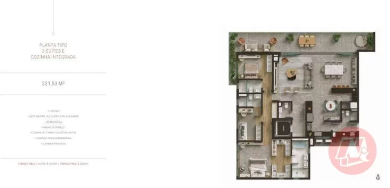 Imagem Luxuoso apartamento com suíte, vagas e infraestrutura.
