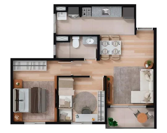 Imagem Apartamento à venda na Vila Bela Vista, Santo André-SP: 2 quartos, 1 banheiro, 1 vaga de garagem. 48,00 m²! Minha Casa Minha Vida em Santo André SP!