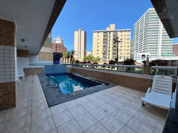 Imagem Apartamento em Praia Grande, com 2 quartos, 1 suíte, e uma sacada gourmet,80 m².