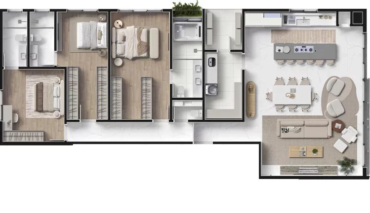 Imagem Apartamento frente mar com 3 suítes e 2 vagas de garagem no Centro de Navegantes/SC