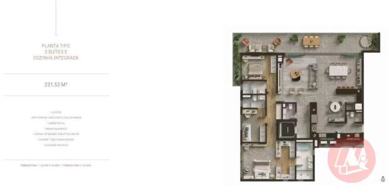 Imagem Luxuoso apartamento com suíte, vagas e infraestrutura.