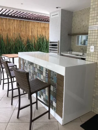 Imagem A 5ª Avenida Imóveis selecionou essa linda unidade de 1/4 sala, varanda gourmet, andar alto, vista mar, 49,00 m² Morro Ipiranga Top House R$650.000,00