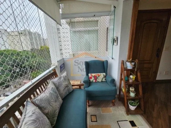 Imagem Apartamento semi-mobiliado, 93m², dispõe de 3 dormitórios, sendo 1 suíte, sala para 2 ambientes ...