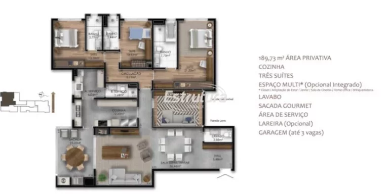 Imagem Residencial Montline apartamento 3 dormitórios com suíte no centro de Santa Mari