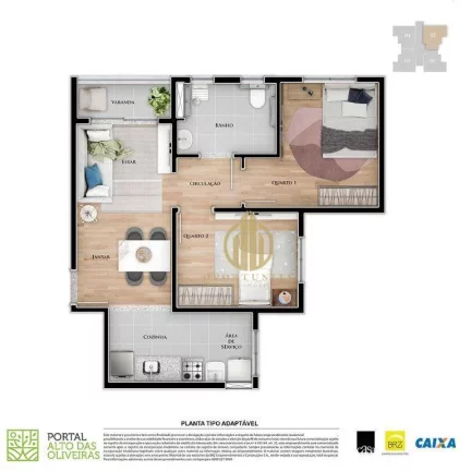 Imagem Grande Lançamento de Apartamento com 2 quartos com 1 suíte, com a partir de 48 m² e no valor a partir de à venda por R$ 325.000,00