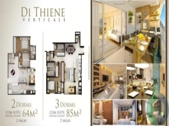 Imagem Apartamento à venda no Centro de São Caetano do Sul-SP 2 quartos, 1 suíte, 2 banheiros, 2 vagas 64m² Condomínio Di Thiene Verticale.