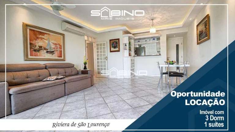 Imagem Apartamento para locação, com 3 Dormitórios 1 suíte 103 m² área, acomoda até 7 Pessoas - Riviera de São Lourenço - Bertioga SP