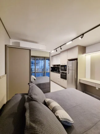 Imagem Apartamento 24M², 1Q, 1 Banheiro, Academia, Churrasqueira, Espaço Gourmet, Coworking, Coliving, Lavanderia Coletiva, Rooftop, Fechadura Eletrônica.