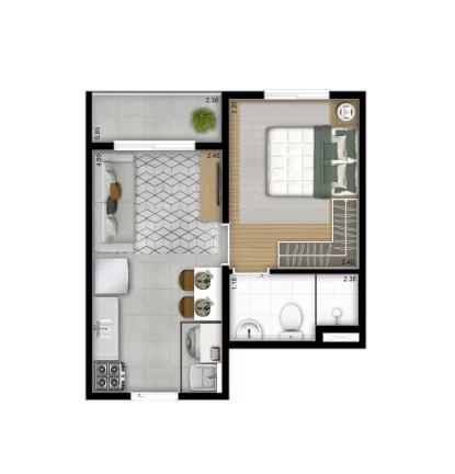 Imagem Apartamento à venda na Mooca, São Paulo - 2 quartos, 1 banheiro, 36 m² - Condomínio Plano...Estação Moóca!
