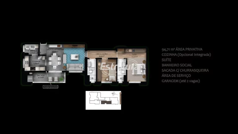 Residencial Montline apartamento 2 dormitórios com suíte no centro de Santa Mari