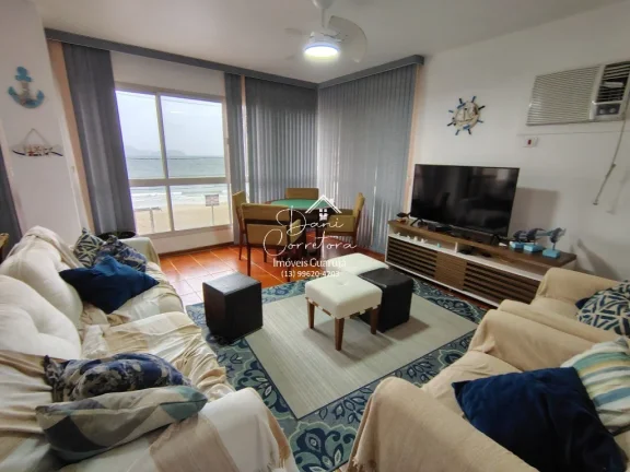 Imagem Apartamento com 3 suítes frente mar nas Astúrias, Guarujá-SP - 192m², 2 salas, 5 banheiros, 2 vagas com salão gourmet