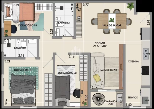 Imagem Apartamentos de 3 Dormitórios, 1 Suíte, à partir de 382 Mil, Na Vila Guarani, Mauá-SP