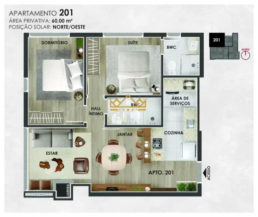 Imagem Apartamento com 1 Dormitorio(s) localizado(a) no bairro Planalto em Gramado / RIO GRANDE DO SUL Ref.:1435