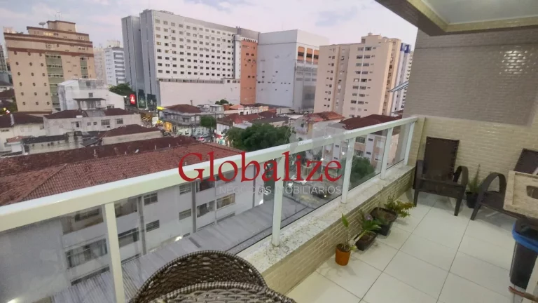 Imagem Apartamento de 2 dormitórios com suíte garagem demarcada varanda Gourmet no Gonzaga ! PORTEIRA FECHADA !
