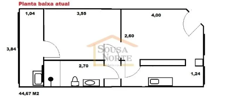 Imagem Apartamento amplo, 44,70m², com 1 dormitório, 1 banheiro, sala, cozinha americana e área de servi...