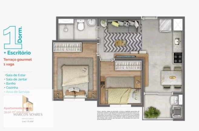Imagem Apartamento com 2 quartos, 46m2, à venda, na planta, em Jd. Conceição/Osasco