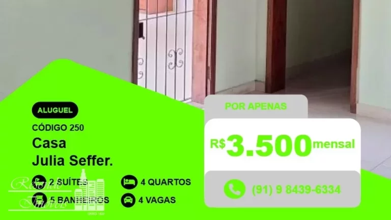 CASA PARA LOCAÇÃO NO JULIA SEFFER.