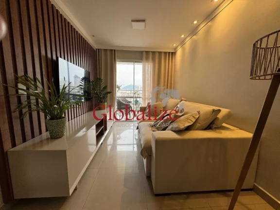 Imagem Apartamento mobiliado com varanda de 84 metros 1 suite 2 dormitórios 1 vaga coletiva suficiente localizado no Marapé Santos R$835.000,00