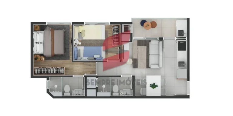 Imagem APARTAMENTO com 2 dormitórios à venda por R$ 423.341,64 no bairro Capão Raso - CURITIBA / PR