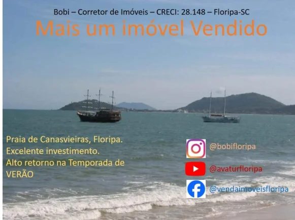 Praia de Canasvieiras, Florianópolis. Apartamento mobiliado, ótimo preço