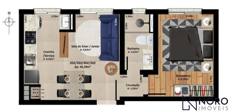 Imagem Apartamento | 1 dormitório novo em Camobi