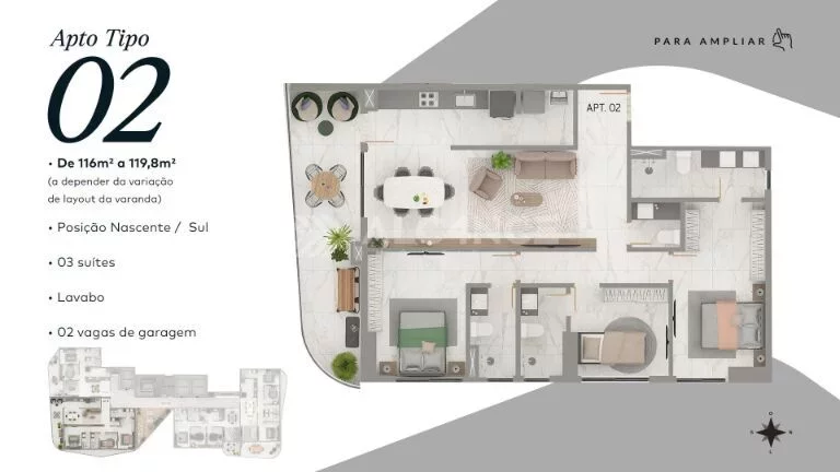 Imagem Apto Alto Padrão - 2 Quartos - 1 Suíte - 68,18 m² - Jardim Oceania, João Pessoa/PB
