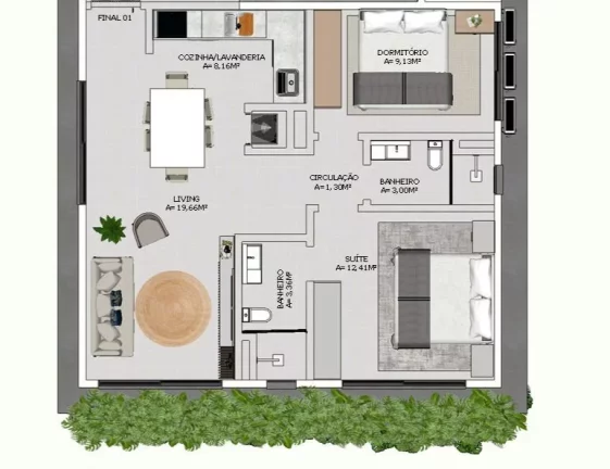 Imagem Apartamento à venda, com 2 quartos, 66m²