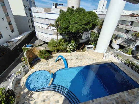 Imagem Apartamento com locação sem garantia frente mar Tombo com lazer: 2 salas, 2 banheiros, 1 vaga de garagem, 78m².
