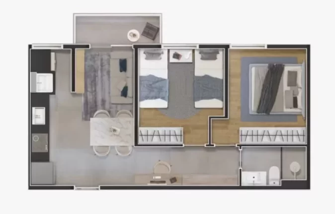 Imagem Apartamento à venda em Diadema-SP, bairro Conceição - 2 quartos, 1 banheiro, 46,00 m² - Minha Casa Minha Vida - Green Park Residence.