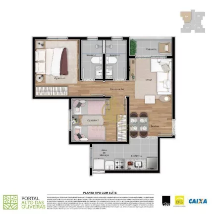 Imagem Grande Lançamento de Apartamento com 2 quartos com 1 suíte, com a partir de 48 m² e no valor a partir de à venda por R$ 325.000,00