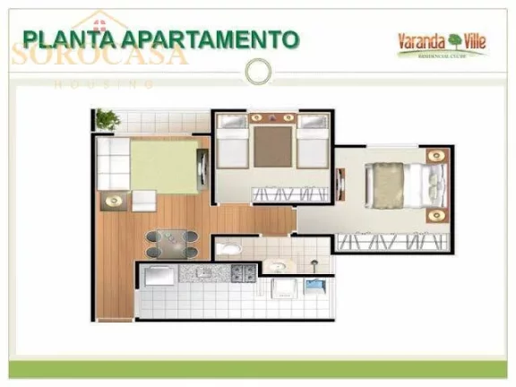 Imagem Apartamento à Venda 54m² - 2 dormitórios - Varanda Ville - Wanel Ville