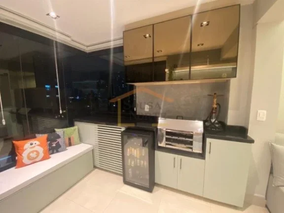 Imagem Apartamento, 2 dormitórios, 1 banheiro, sala dois ambientes com sacada, cozinha estilo americana co...