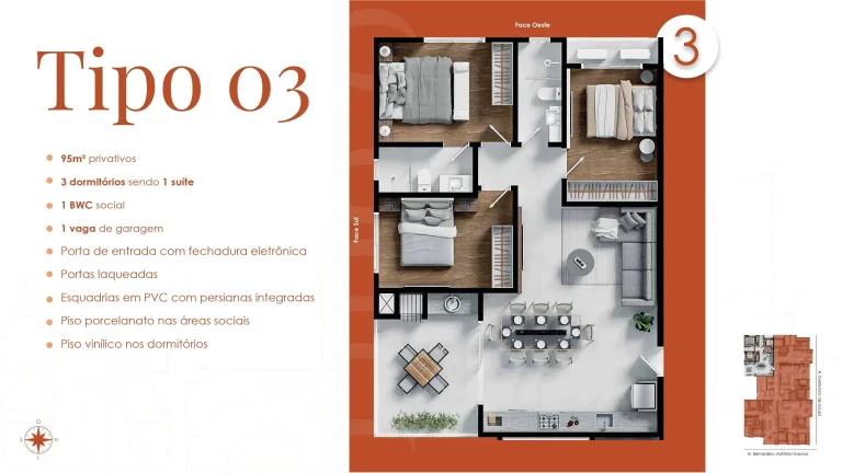 Imagem Apartamento com 2 dormitórios sendo 1 suíte a menos de 200m da praia de Gravatá Navegantes/SC