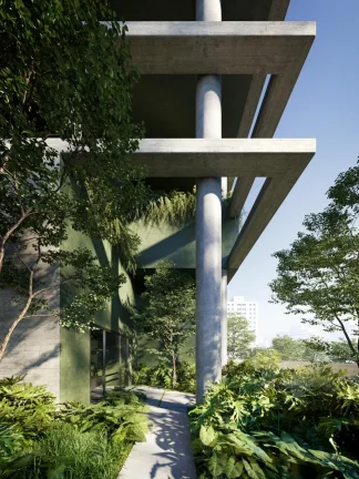 Imagem Uma obra que nasceu da busca pelo equilíbrio entre a grande escala vertical, que se torna um marco ...
