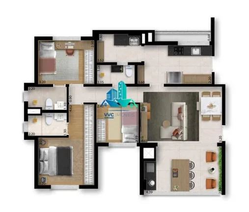 Imagem Apartamento à venda, em Pinheiros, São Paulo com 3 quartos, 94m2, 2 vagas