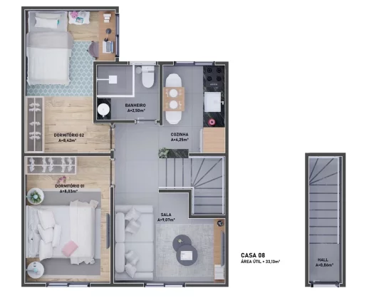 Imagem Sobrado de Condomínio com 2 dorms, Caiçara, Praia Grande - R$ 275 mil, Cod: 2254