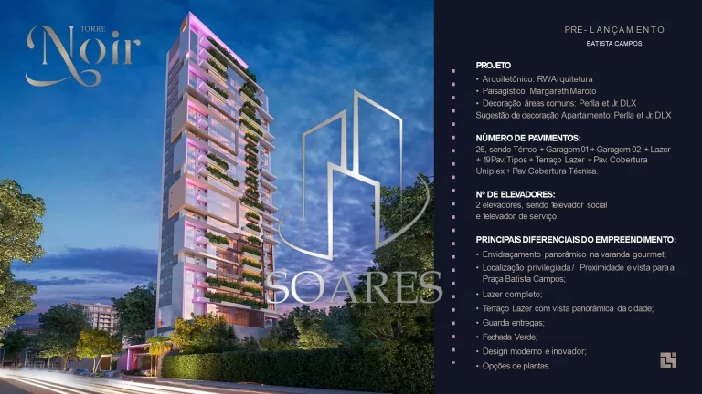 Imagem TORRE NOIR – Leal Moreira com Varanda Gourmet e Área de Lazer Completa