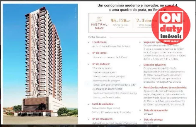 Imagem Apartamento com 2 dormitórios à venda, 92 m² a partir R$ 1.943.000 - Embaré - Santos/SP