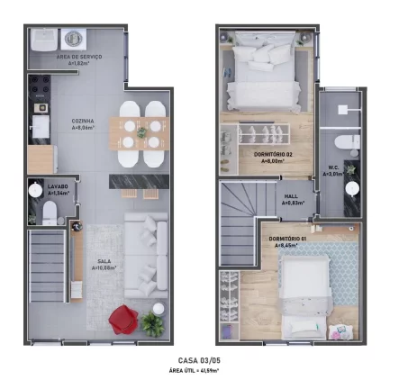 Imagem Sobrado de Condomínio com 2 dorms, Caiçara, Praia Grande - R$ 275 mil, Cod: 2254