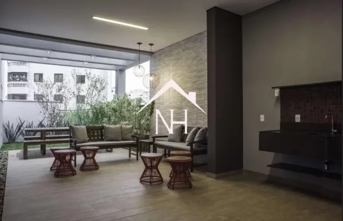 Imagem Studio de 44m com varanda envidraçada, ar condicionado, 1 vaga, área de serviço, sauna, salão de festas, piscina, deck, spa, fitness, churrasqueira