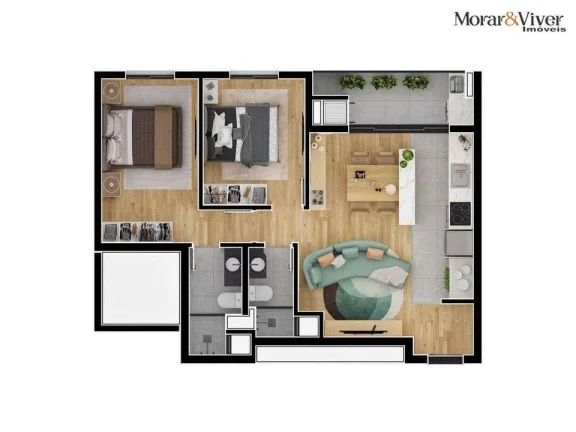Imagem Apartamento para Venda em Curitiba, Água Verde, 2 dormitórios, 1 suíte, 2 banheiros, 1 vaga