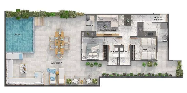 Imagem Apartamentos com piscina privativa a 300m da praia do Bessa no Jardim Oceania - AP1652