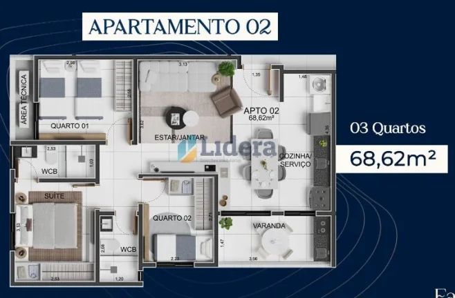 Imagem Apto - 3 Quartos - 1 Suíte - 53,68m² - Intermares, Cabedelo/PB