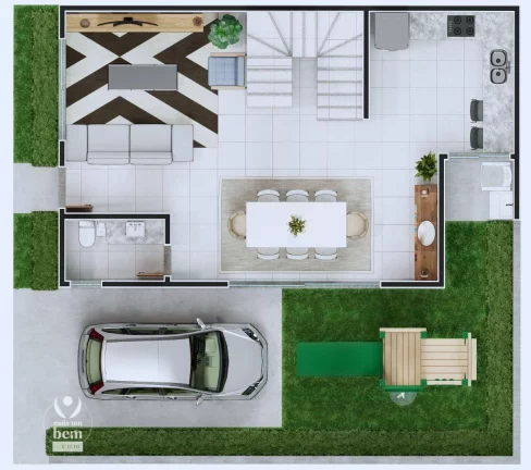 Imagem Sobrado com 3 Quartos, 2 Suites, Churrasqueira, Hidromassagem à venda, 123 m² por R$ 1.194.399 - Mercês - Curitiba/PR