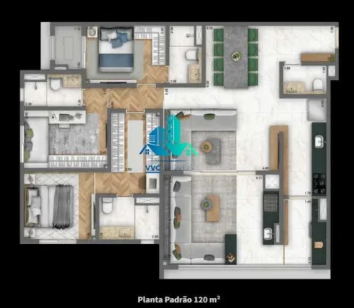 Imagem Apartamento em construção na Mooca – 120 m2, 2 vagas